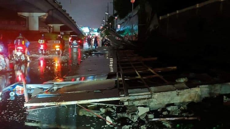 Gumuho ang isang pader sa EDSA Ayala Forbes Park