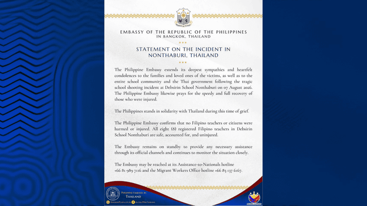 Walang Pilipinong nasawi sa Thailand school shooting 