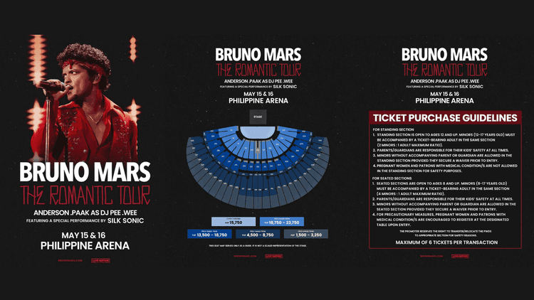 Bruno Mars, may ticket prices na para sa “The Romantic Tour” sa Philippine Arena