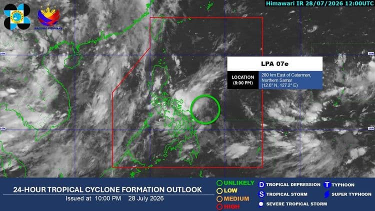 PAGASA monitoring LPA off Northern Samar