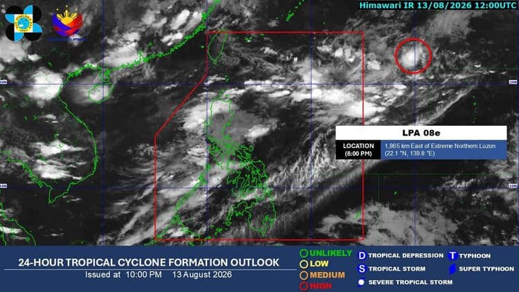 LPA outside PAR has "high" chance of developing into tropical depression 