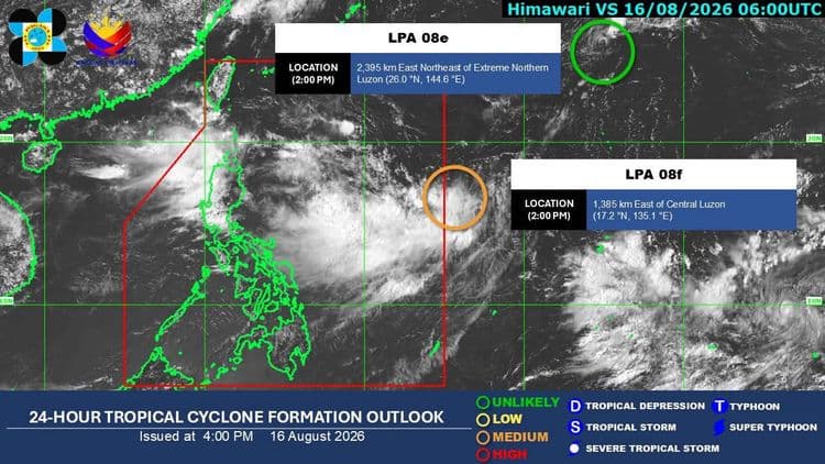 "Medium" chance LPA off Central Luzon will develop into tropical depression: PAGASA