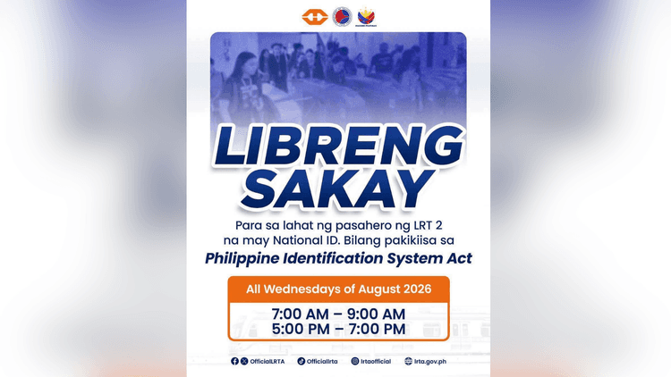Libreng sakay sa LRT-2 tuwing Miyerkules ng Agosto para sa may National ID