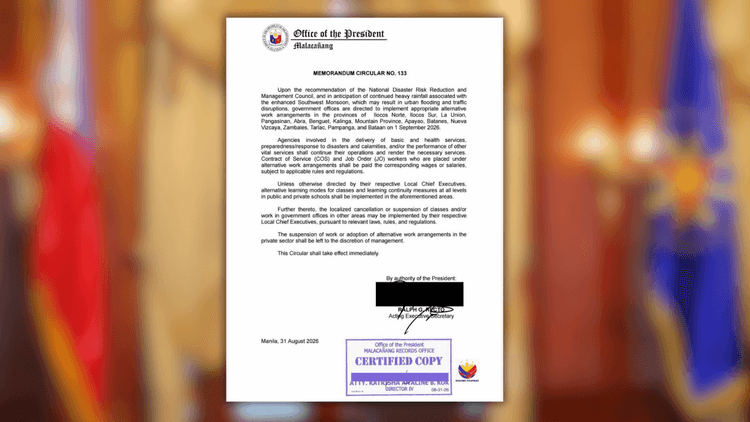Face-to-face classes, suspendido sa ilang bahagi ng Luzon ngayong Setyembre 1