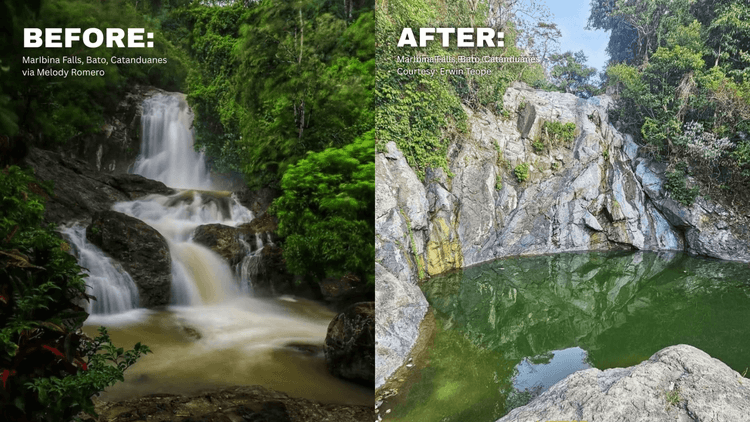 Maribina Falls sa Catanduanes, halos natuyo dahil sa El Niño