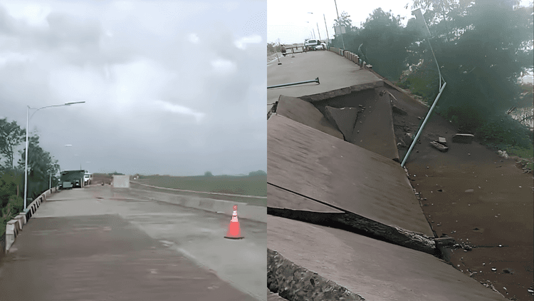 Road papuntang Minalin, Pampanga, nasira dahil sa malakas na ulan