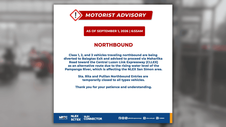 Class 1, 2 at 3 vehicles pa-northbound, idinivert sa Balagtas Exit