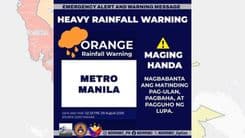 Orange Rainfall Warning, itinaas sa Metro Manila