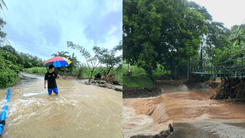 Baha, hindi madaanan ang ilang kalsada at spillway sa Lian, Batangas