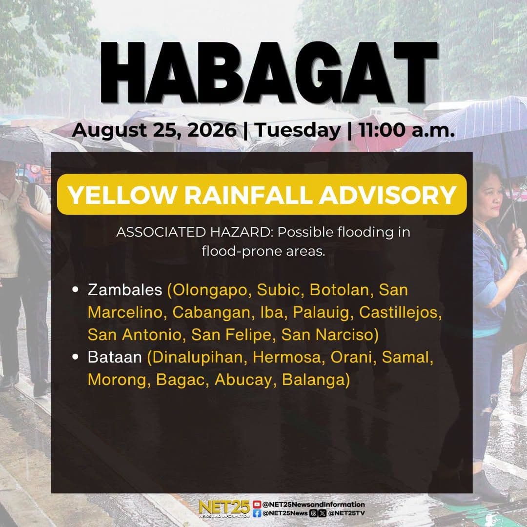 Yellow rainfall warning, itinaas sa Zambales at Bataan dahil sa banta ng pagbaha.jpg