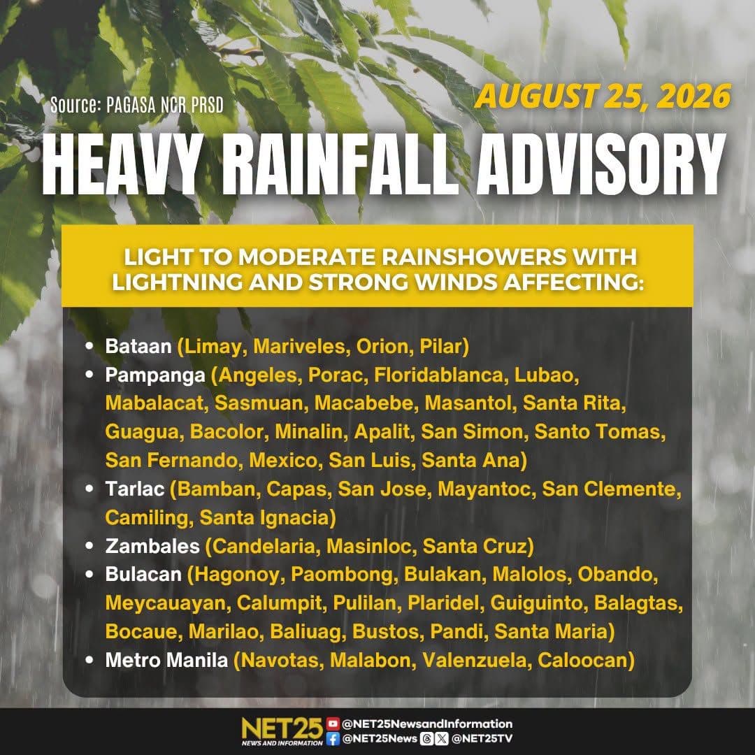 Yellow rainfall warning, itinaas sa Zambales at Bataan dahil sa banta ng pagbaha..jpg