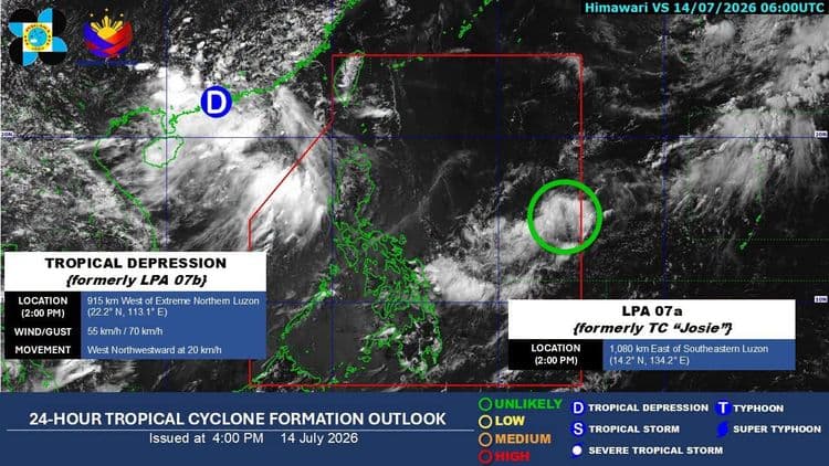 Tropical Depression JosiePH humina, isa nang low pressure area — PAGASA