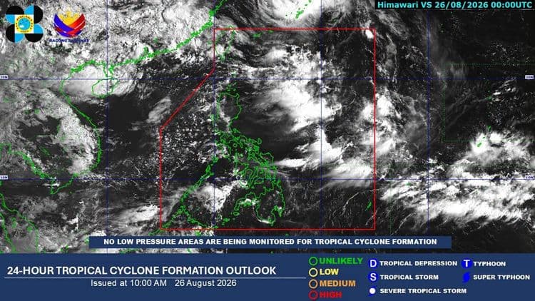 PAGASA: No low pressure area detected inside and outside PAR