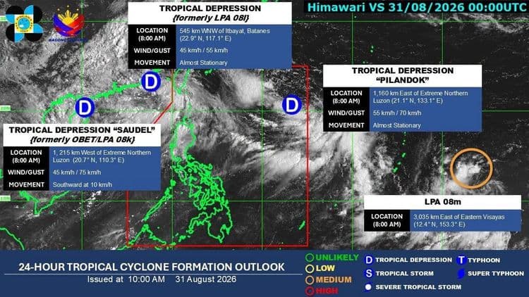 Tatlong tropical depression, mino-monitor ng PAGASA