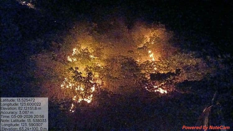Wildfire, sumiklab sa kagubatan sa Camarines Sur