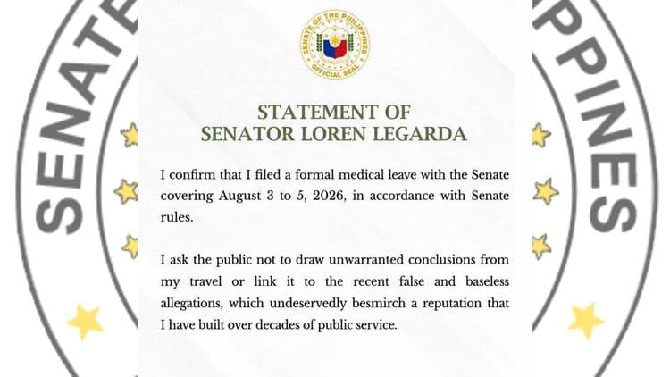 Sen. Loren Legarda: "huwag iugnay ang aking biyahe sa mga alegasyon"