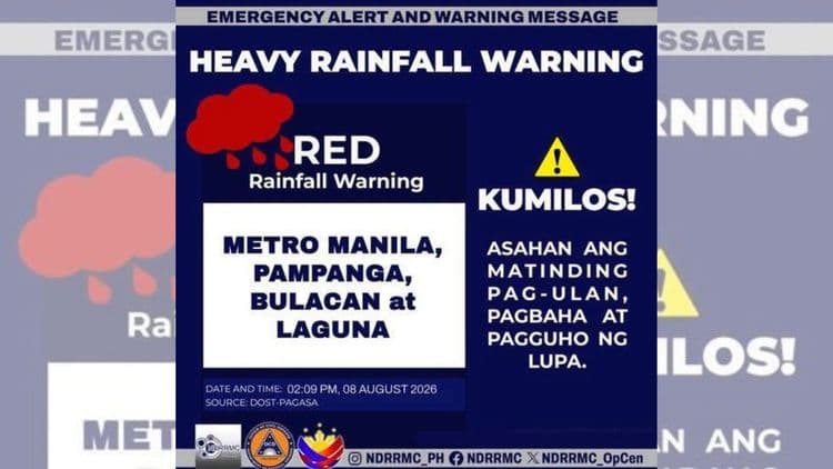 Red Rainfall Warning, itinaas sa Metro Manila at 3 lalawigan