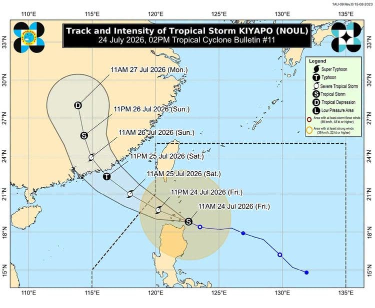 Bagyong Kiyapo, posibleng lumapit o mag-landfall sa Babuyan Islands sa loob ng anim na oras