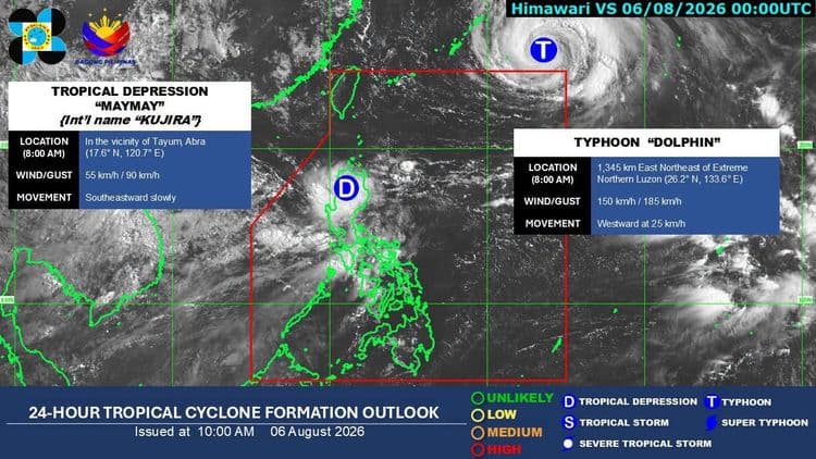 Bagyong Maymay, humina bilang tropical depression sa Abra; Bagyong Dolphin, patuloy na lumalapit sa PAR