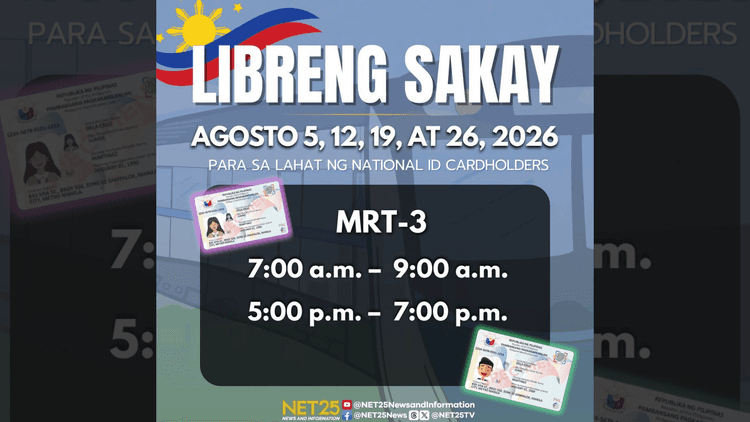 DOTr, mag-aalok ng libreng sakay sa MRT-3 tuwing Miyerkules sa buong buwan ng Agosto para sa National ID month