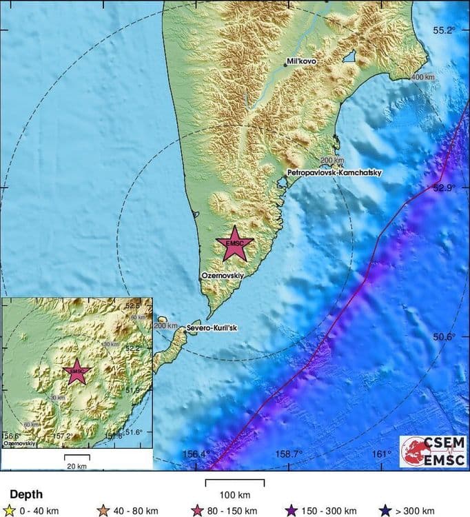 Earthquake of magnitude 7 strikes Russia's Kamchatka Peninsula, EMSC says