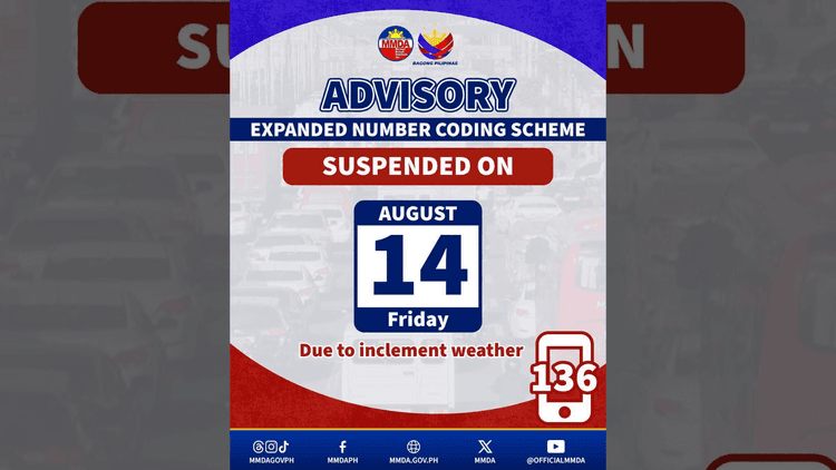 Expanded number coding scheme sa Metro Manila, suspendido dahil sa habagat