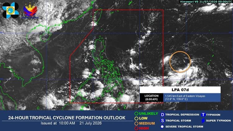 LPA outside PAR has 'medium' chance of developing into tropical depression: PAGASA