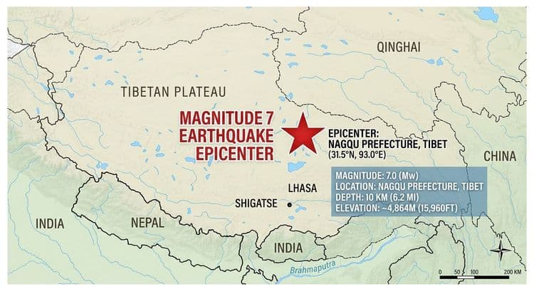 Earthquake of magnitude 7 strikes China's Tibet, killing 16, Xinhua reports
