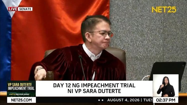 Impeachment trial, nag-adjourn na ngayong Agosto 4; magpapatuloy bukas, Agosto 5