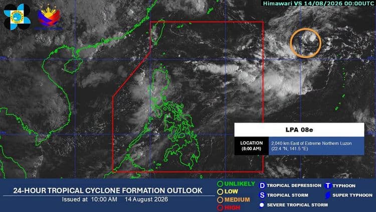 LPA sa Labas ng PAR, binabantayan ng PAGASA; posibleng maging bagyo sa loob ng 24 oras