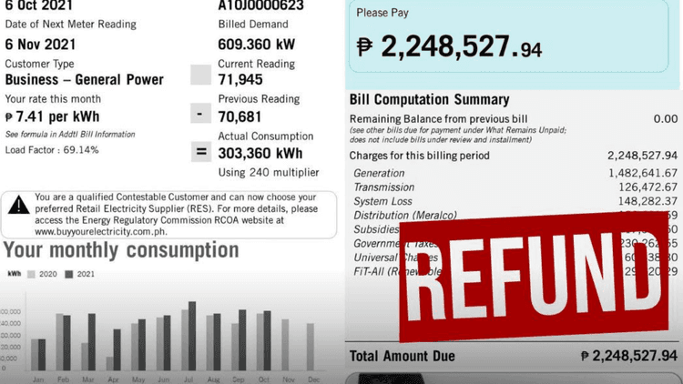ERC, inutusan ang Meralco na magbalik ng ₱9.5 bilyong refund sa mga kostumer; mga residential customer, makatatanggap ng ₱0.59/kWh bawas sa singil