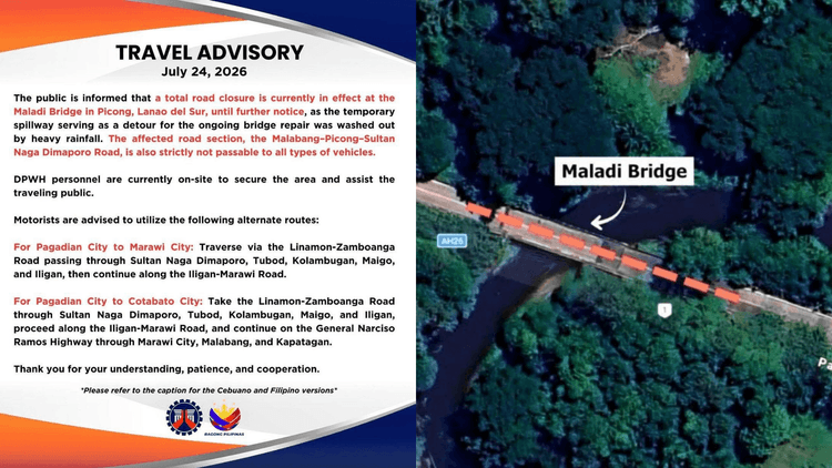 Maladi Bridge sa Lanao del Sur isinara matapos tangayin ang spillway