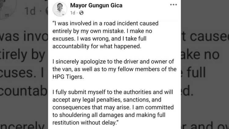 Mayor Efren Gungun Gica, inamin ang pagkakamali sa road accident sa Minglanilla, Cebu
