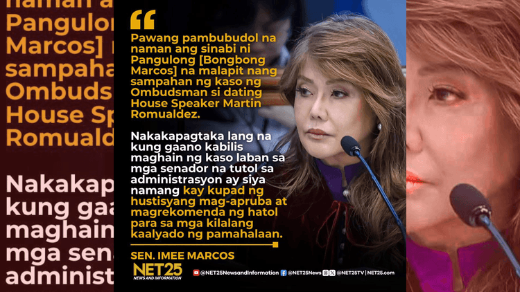 PBBM, 'nambubudol' lang? Imee Marcos, kinuwestiyon ang banta laban kay Martin Romualdez