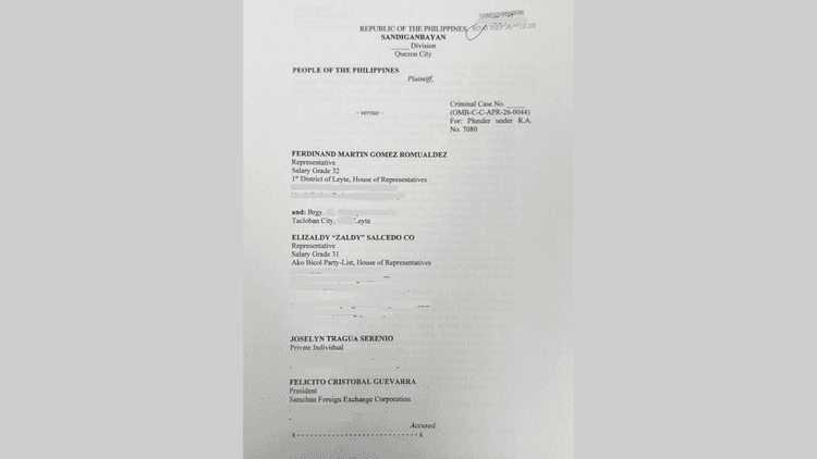 Romualdez, Co at 2 iba pa, kinasuhan ng plunder kaugnay ng flood control projects
