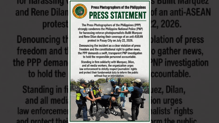 Press Photographers of the Philippines, kinondena ang pambu-harass ng PNP sa mga mamamahayag sa Pasay City