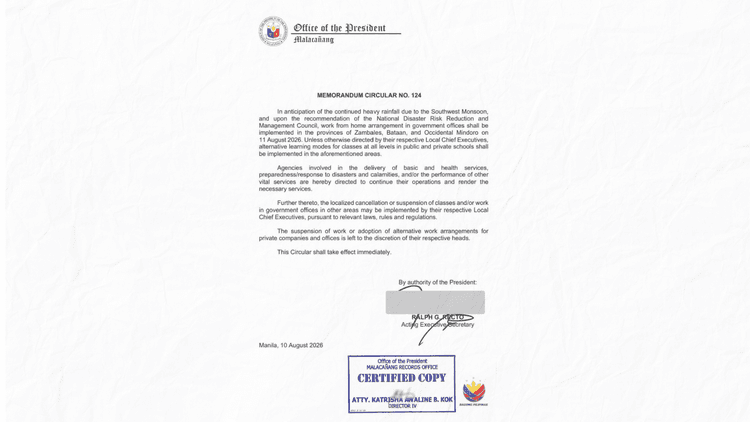 Zambales, Bataan at Occidental Mindoro suspend classes, gov't work dahil sa sama ng panahon