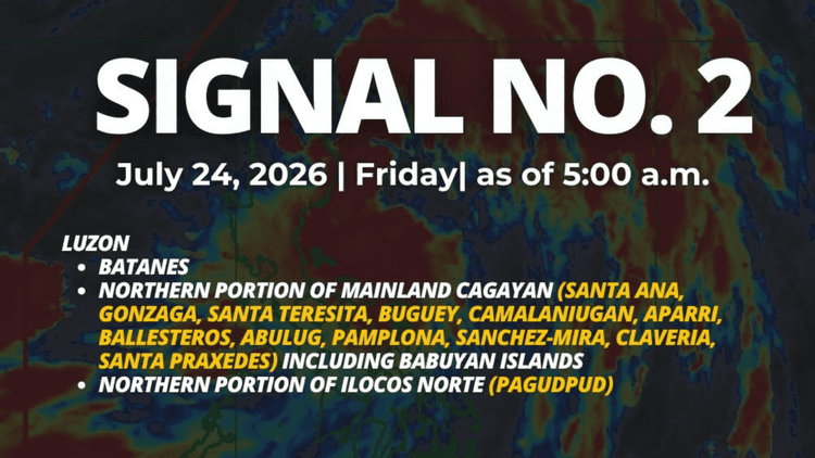 Signal No. 2, itinaas sa Batanes at ilang bahagi ng Cagayan at Ilocos Norte dahil sa Bagyong Kiyapo