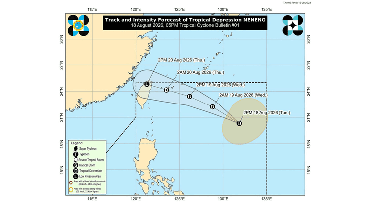 LPA naging Tropical Depression Neneng, mababa ang posibilidad ng landfall