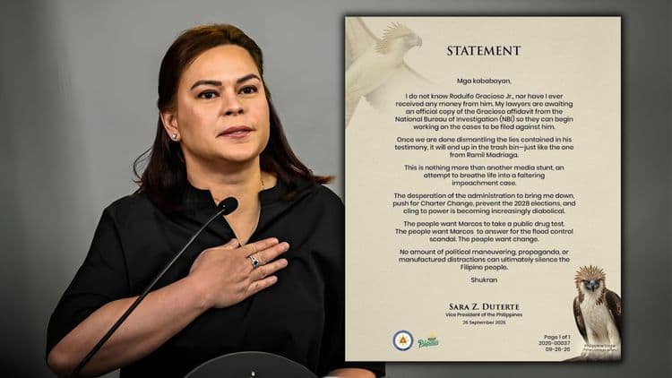 VP Sara, itinanggi ang alegasyon ni Gracioso