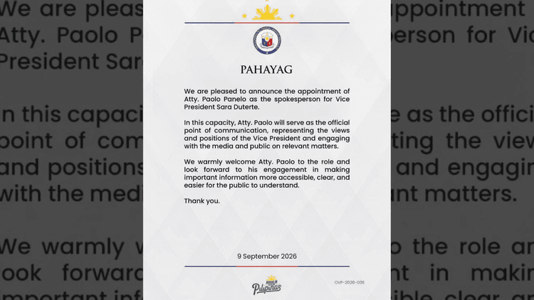 Atty. Paolo Panelo, itinalagang bagong spokesperson ni VP Sara Duterte