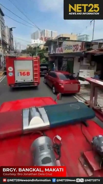 Fire truck, nasagi ang double-parked na sedan sa Makati; LTO, naglabas ng show-cause order sa may-ari