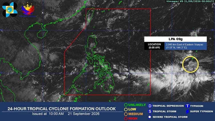 LPA sa labas ng PAR, posibleng pumasok sa bansa ngayong linggo ayon sa PAGASA