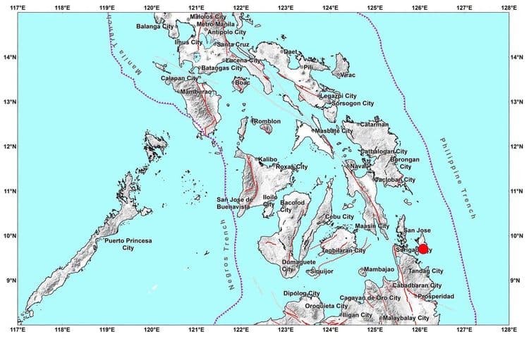 Magnitude 4.1 na lindol, yumanig sa Dapa, Surigao del Norte