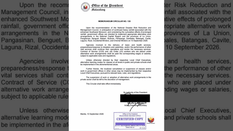 Alternative work arrangements sa gobyerno at online classes sa lahat ng antas, ipinatutupad sa NCR at 13 lalawigan ngayong Huwebes