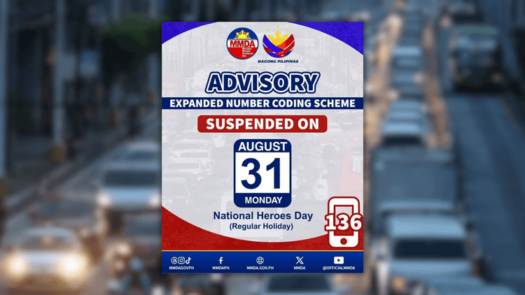 Expanded number coding scheme, suspendido ngayong National Heroes Day