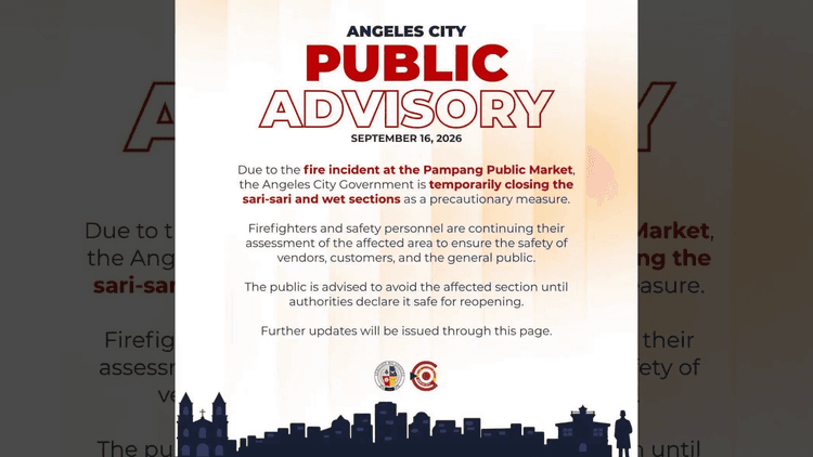 Pampang Public Market sa Angeles City, pansamantalang isinara matapos masunog