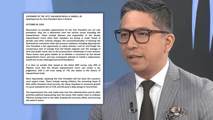 Panelo: Usapan sa posibleng papalit kay VP Sara, premature at distracting