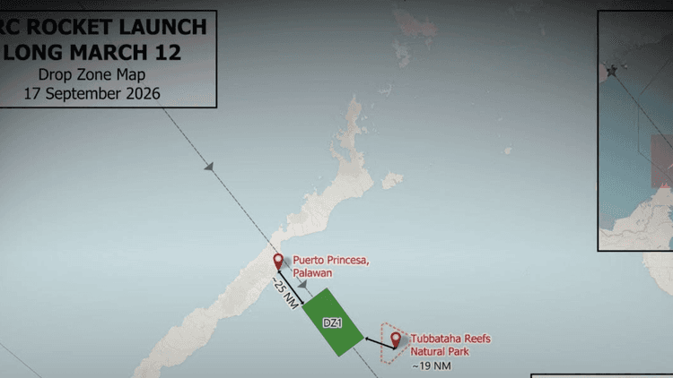 PhilSA, nagbabala sa posibleng pagbagsak ng rocket debris malapit sa Tubbataha Reefs