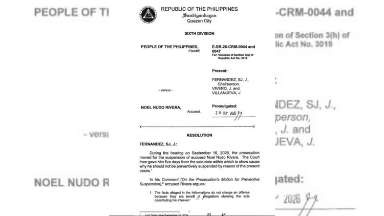 Sandiganbayan, sinuspinde si Tarlac Rep. Noel Rivera nang 90 araw kaugnay ng conflict of interest case